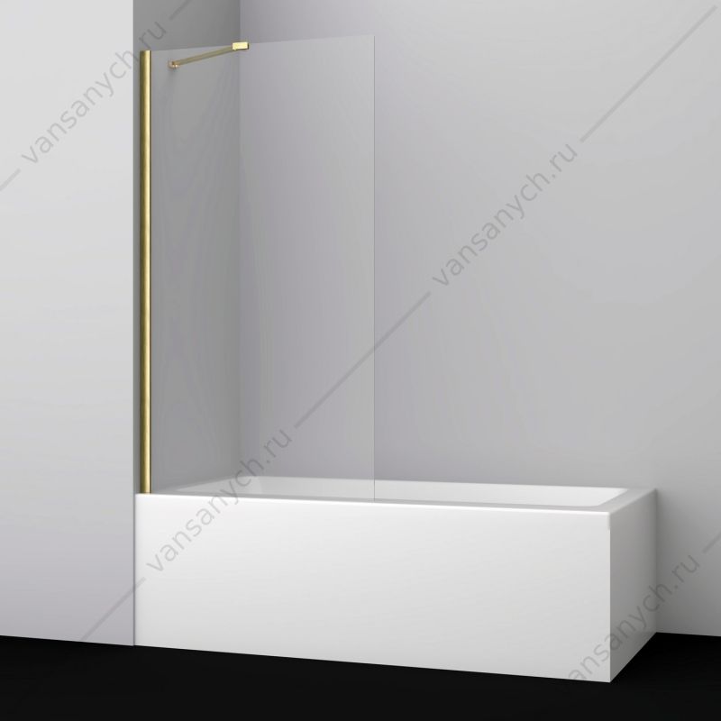 Шторка на ванну 80х140 стеклянная Aisch 55P01-80 Fixed профиль золото матовое WasserKraft (Германия) купить в Тюмени (Ван Саныч™)